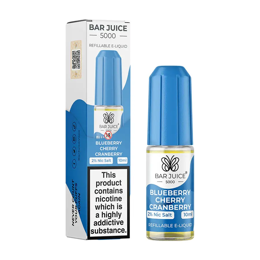  Blueberry Cherry Cranberry Nic Salt E-Liquid by Bar Juice 5000 Salts 10ml 